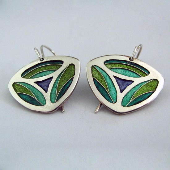 cloisonne peacock earings