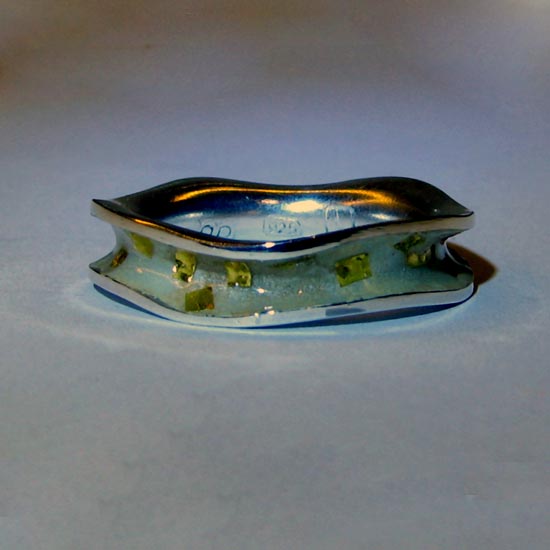 enamel ring with gold foils