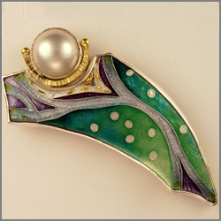 'Tracking Series' cloisonne brooch