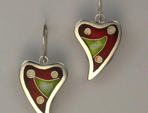 vitreous enamel – cloisonné heart earrings