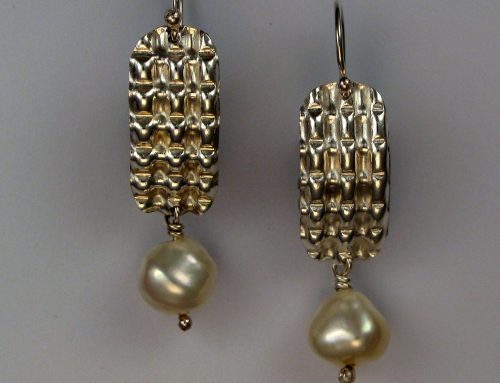 pearl earrings ~ waffle texture