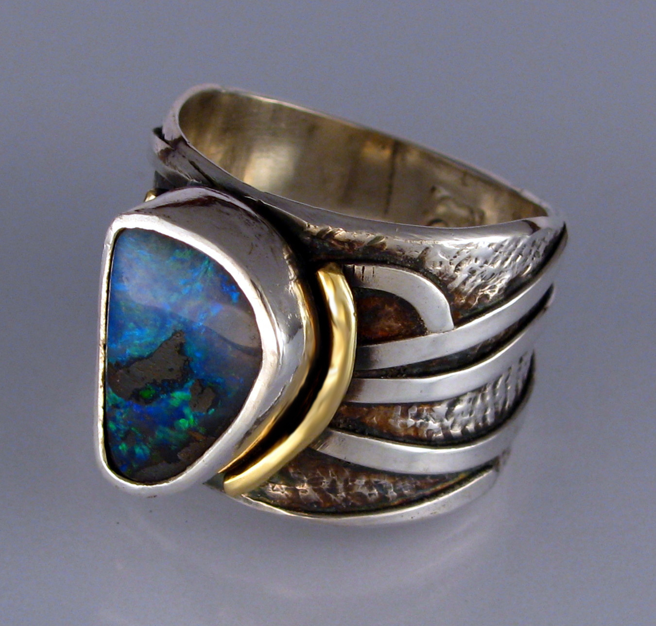 Australian Boulder Opal Ring
