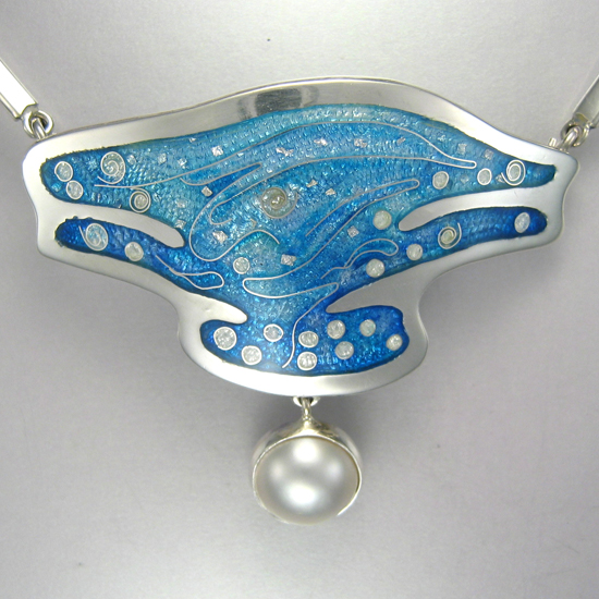 Ocean enamel nicklace handcrafted jewelry