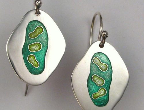 cloisonné  –  vitreous enamel ‘pond’ earrings