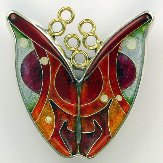 Tulip cloisonné brooch