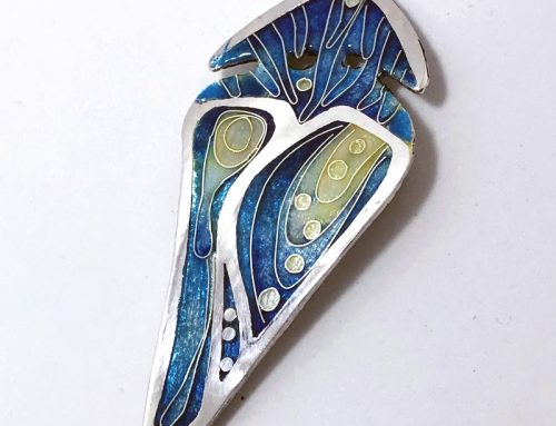 Jellyfish/Life aquatic Cloisonné brooch/pendant