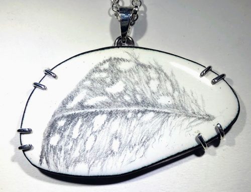 Quail feather graphite/enamel