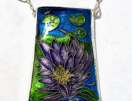Water Lily – cloisonné necklace